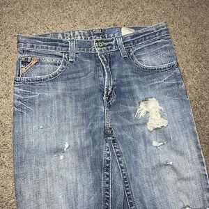 Ariat M4 Low Rise Boot Cut Jeans Mens 32x32 Medium Wash Blue Denim Distressed